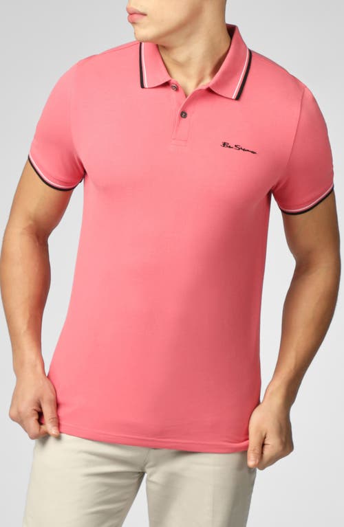 Signature Tipped Organic Cotton Piqué Polo in Dark Pink