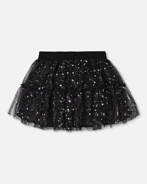 Shop Deux Par Deux Girl's Glittering Tulle Skirt Black In Anthracite