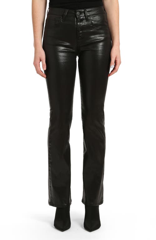 Maria Coated Straight Leg Jeans in Black Leather