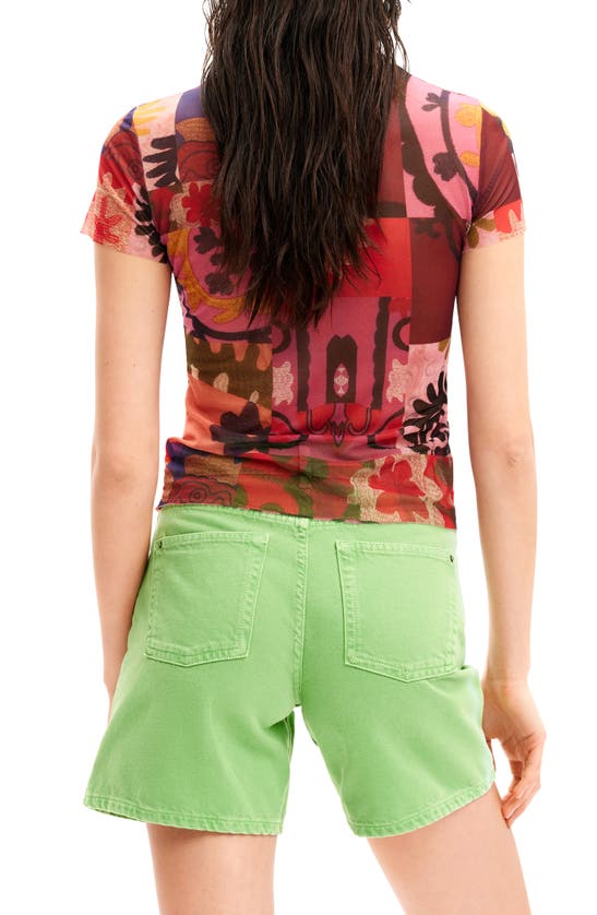 Shop Desigual Puzzle Graphic T-shirt In Red