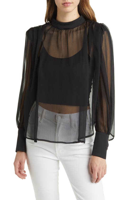 Nikki Lund Vivian Chiffon Blouse In Black