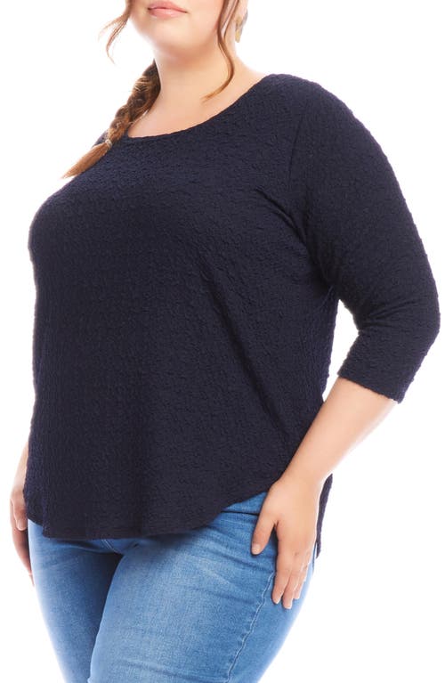 Shop Karen Kane Textured Shirttail Top In Navy