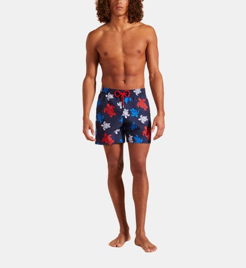 Shop Vilebrequin Tortues Multicolores Swim Trunks In Bleu Marine