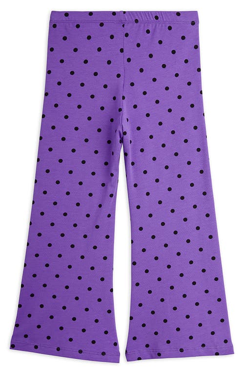 Shop Mini Rodini Polka Dot Flare Leg Pants In Purple