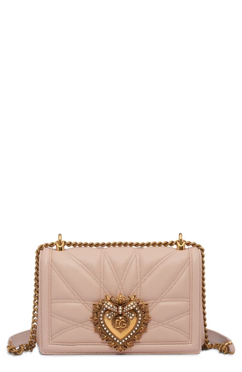 Dolce & Gabbana Devotion Logo Heart Lambskin Crossbody Bag in Powder Pink at Nordstrom