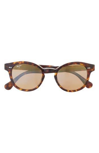 Maui Jim 49mm Core Round Polarized Sunglasses In Tortoise Tortoise Bronze