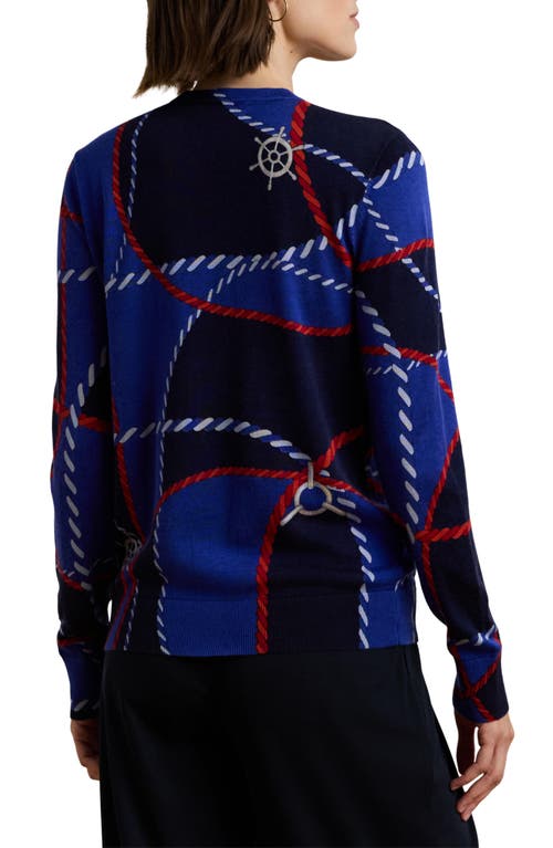 RALPH LAUREN LAUREN RALPH LAUREN ROPE PRINT CREWNECK SWEATER