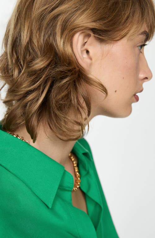 Mango Fluid Button-up Shirt In Green