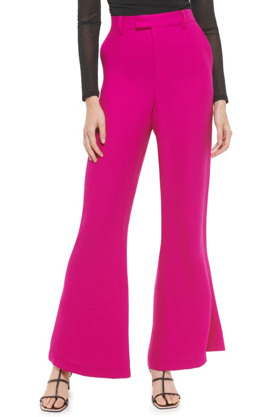 Dkny Wide Leg Satin Back Crepe Trousers In Electric Fuschia