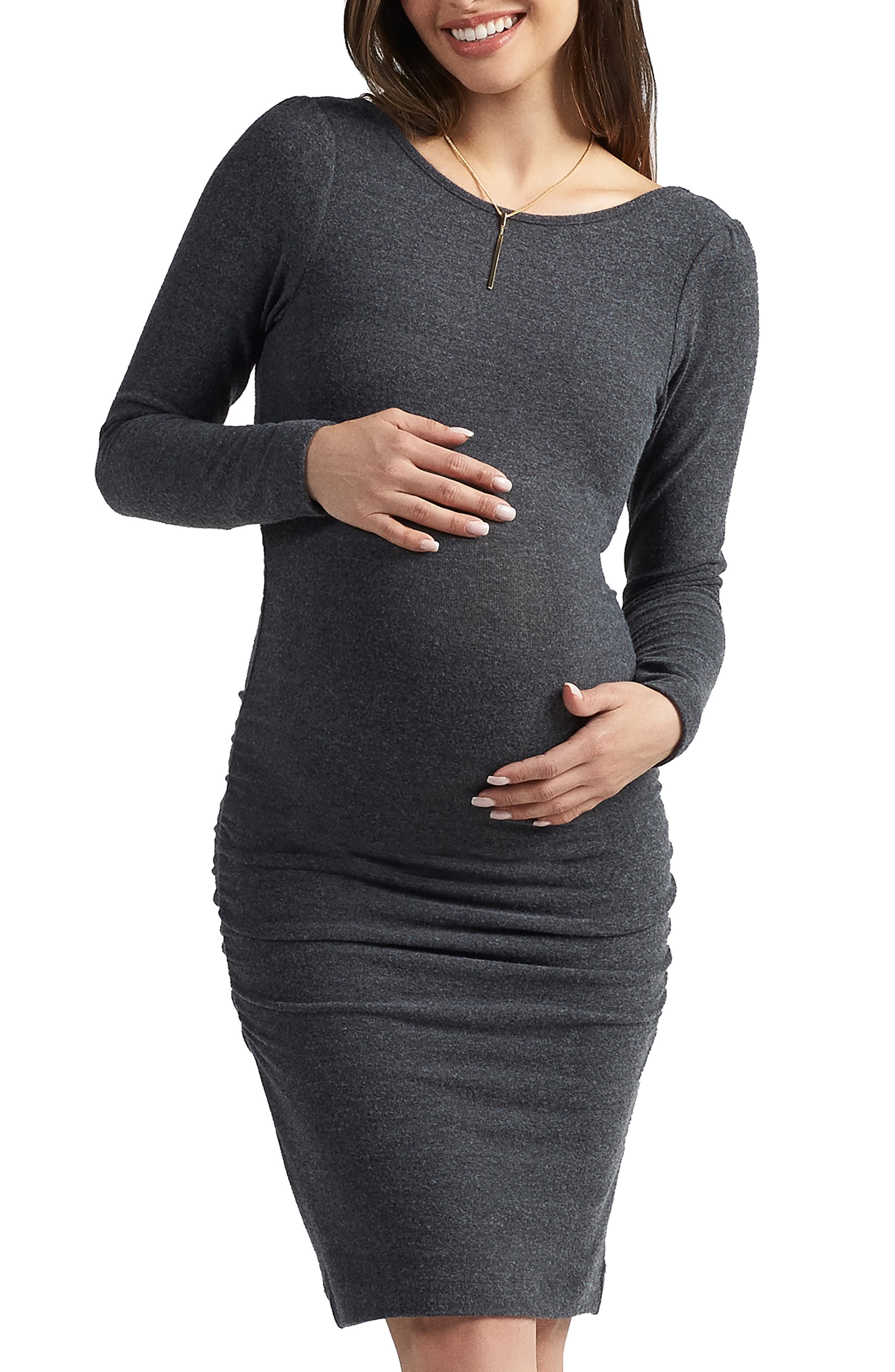 Baby Moon Presley Maternity Dress, Grey