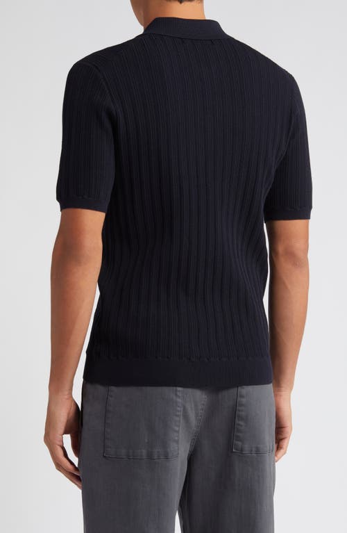 Shop Wax London Naples Cotton Blend Knit Polo In Midnight