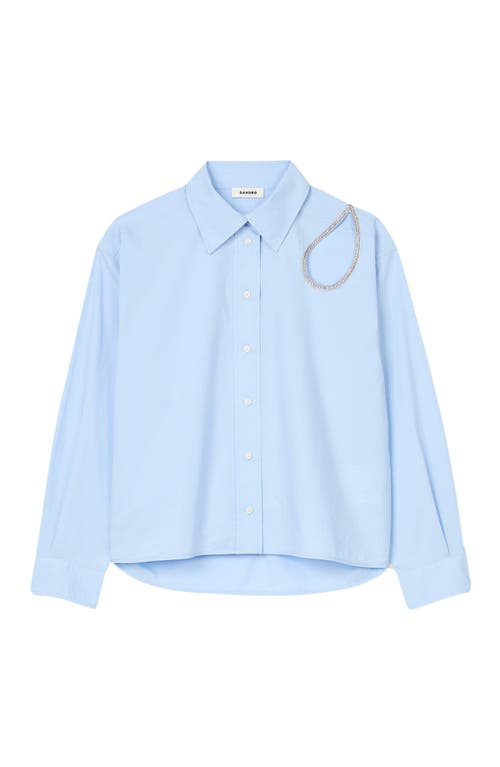 Shop Sandro Rhinestone Teardrop Shirt In Sky Blue