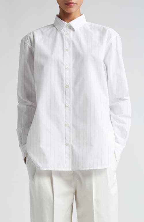 Totême Toteme Signature Pinstripe Organic Cotton Button-up Shirt In White/ochre Pinstripe