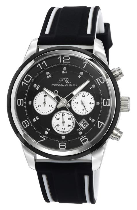 Men's Arthur Chronograph Silicone Strap Watch, 44mm