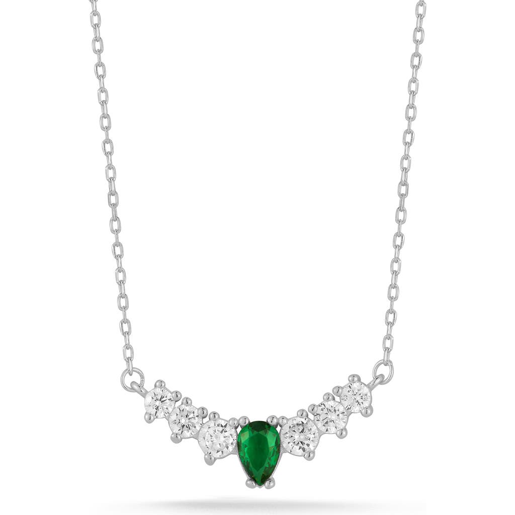 Glaze Jewelry Cubic Zirconia Curved Bar Pendant Necklace In Silver