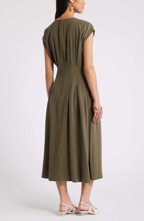 Nordstrom Pleated A-line Dress In Olive Night