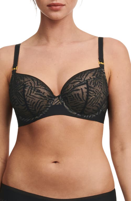 Graphic Allure Underwire Plunge Bra in Black