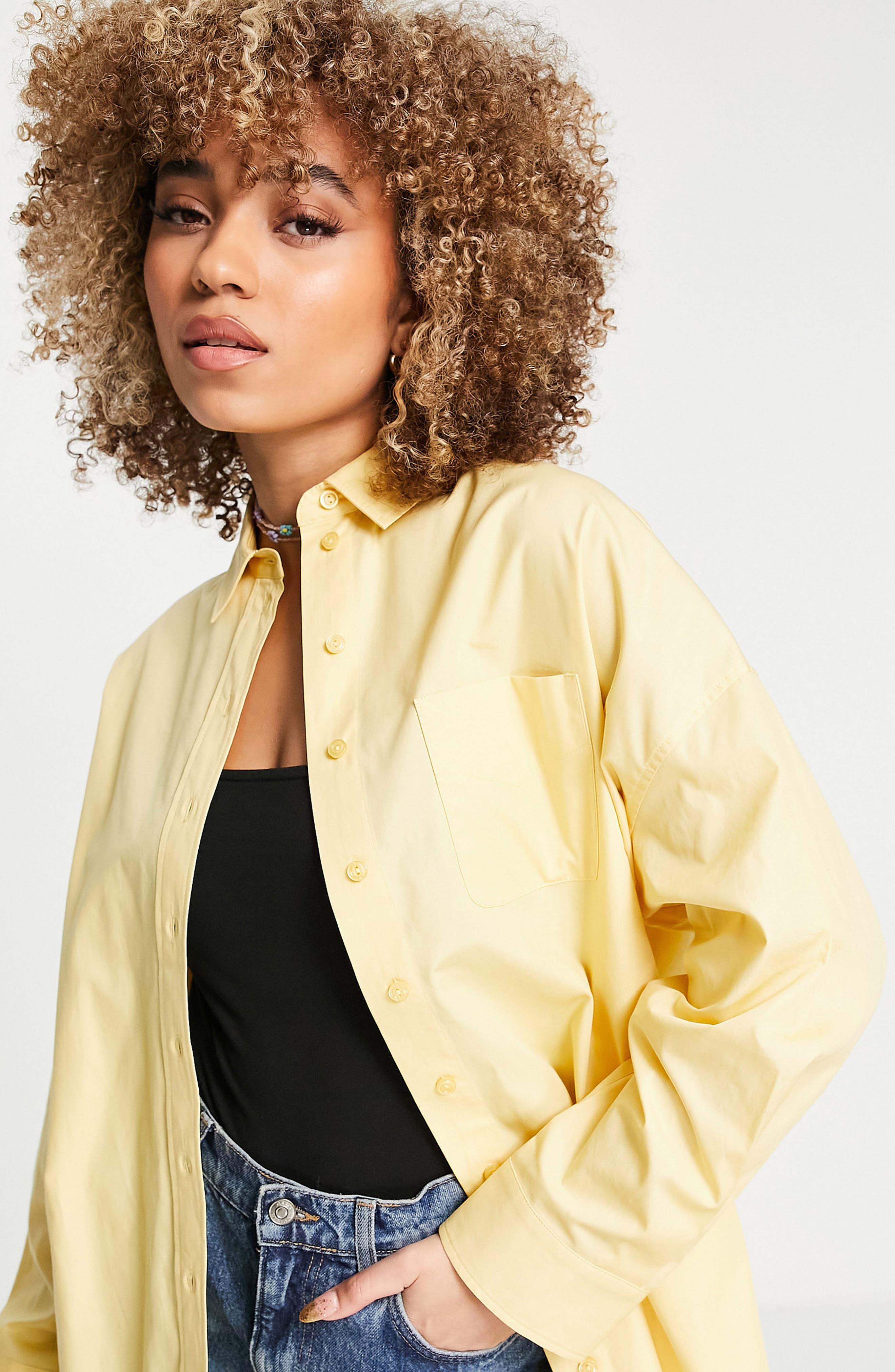 Topshop Oversized Poplin Button-Up 
