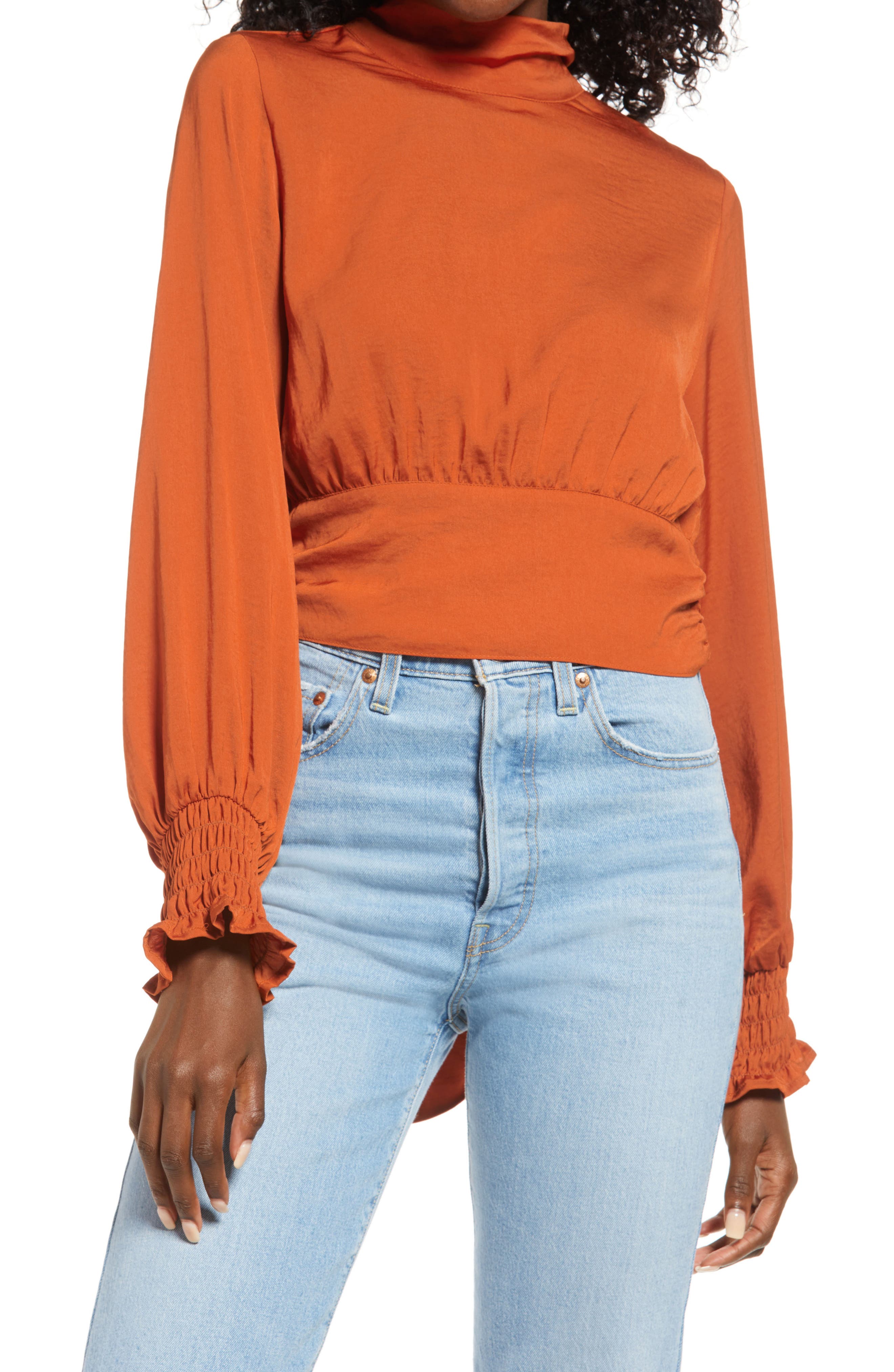 high neck open back top