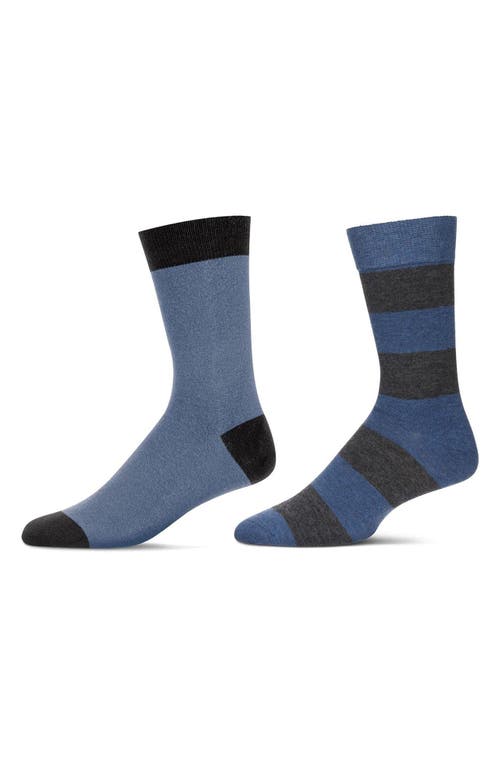 Shop Memoi Assorted 2-pack Crew Socks In Denim Heather