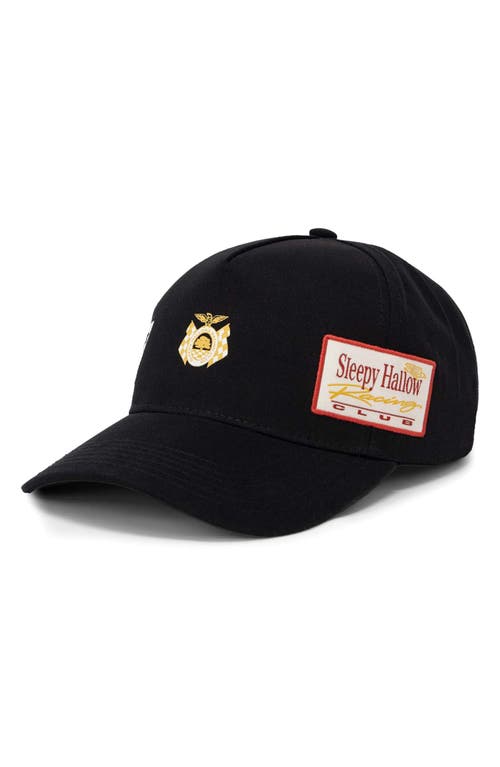 Shop Mnml Shrc Racing Patch Snapback Baseball Cap In Black