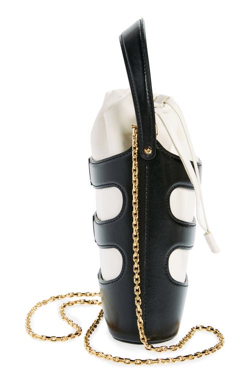 Shop Alexander Mcqueen Mini The Rise Leather Bucket Bag In Black/soft Ivory