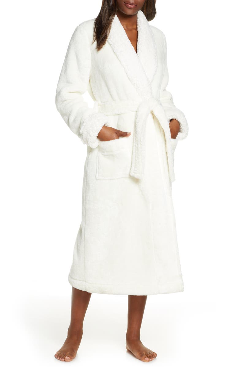 NORDSTROM Frosted Plush Robe, Main, color, IVORY EGRET