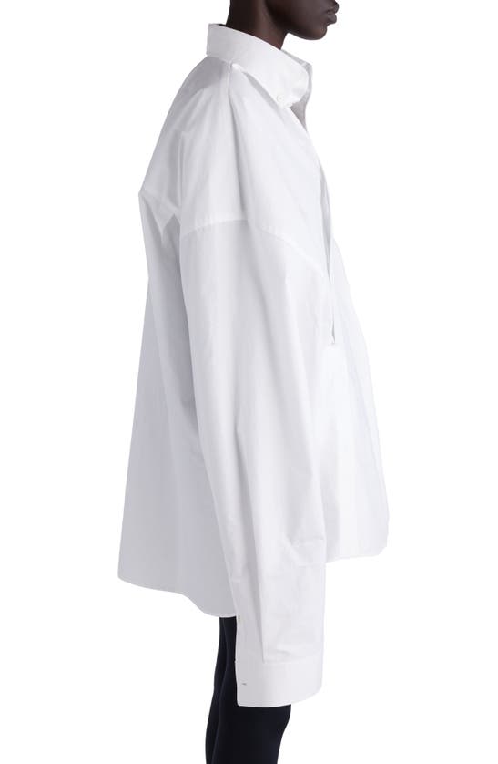 Shop Balenciaga Asymmetric Oversize Cotton Poplin Wrap Shirt In White