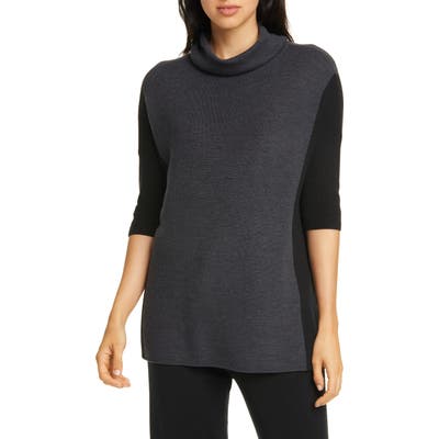 Eileen Fisher Color Block Merino Wool Sweater, Grey