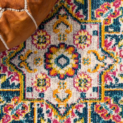 Jonathan Y Brooklyn Geometric Medallion Area Rug In Blue/beige