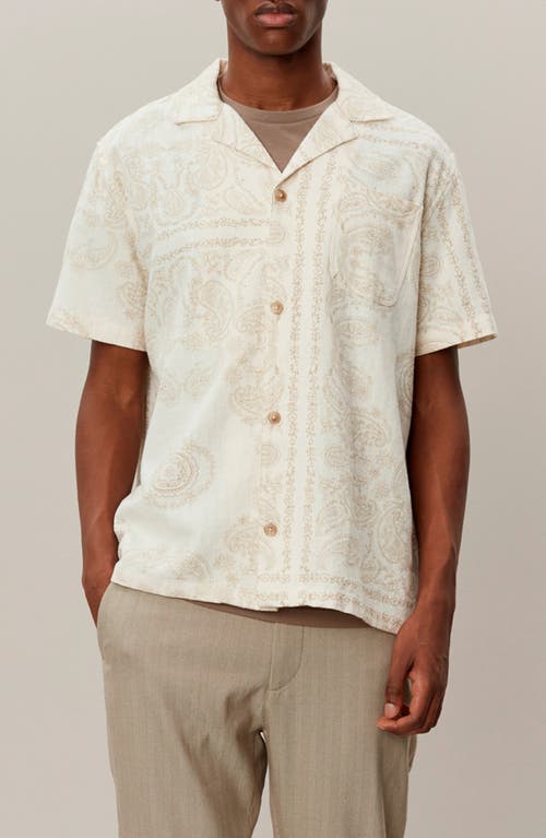 Leslie Paisley Ramie & Cotton Camp Shirt in Light Ivory
