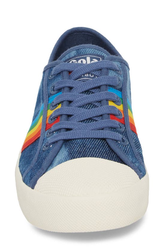 Gola Coaster Rainbow Striped Sneaker In Denim/ Multi