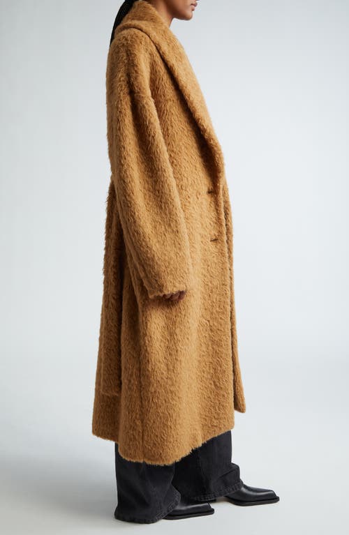 Shop Golden Goose Journey Oversize Alpaca Blend Belted Coat In Tobacco Brown