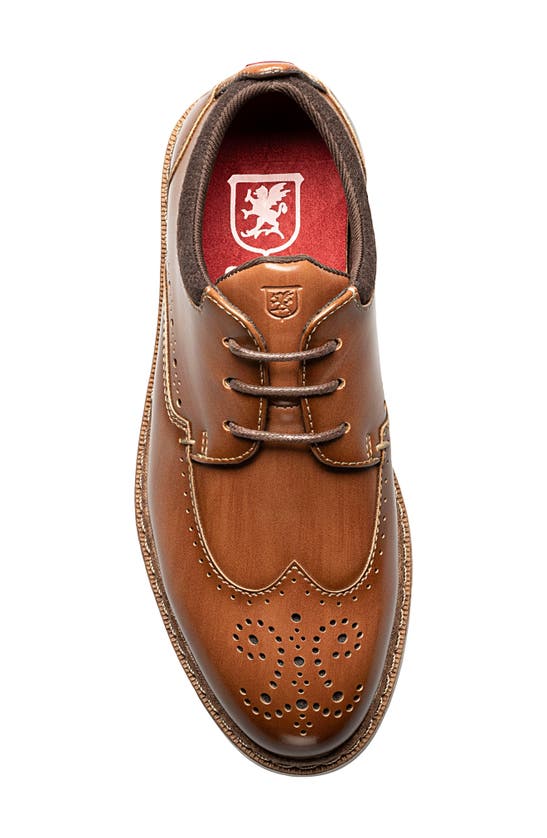 Shop Stacy Adams Kids' Synergy Wingtip Faux Leather Shoe In Cognac