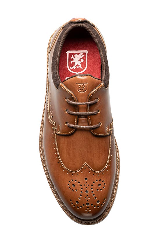 Stacy Adams Kids' Synergy Wingtip Faux Leather Shoe In Cognac