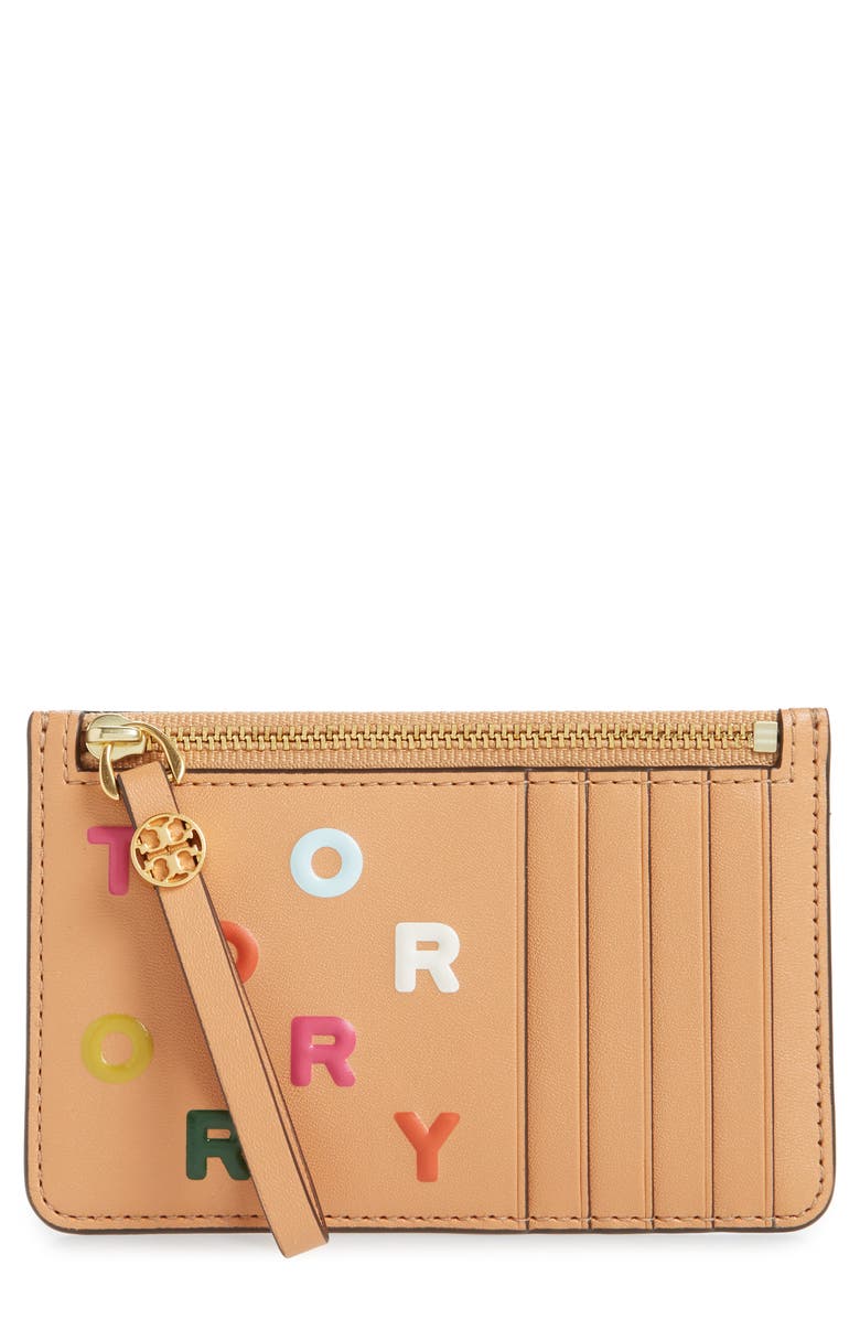 Tory Burch Letters Print Slim Faux Leather Card Case | Nordstrom