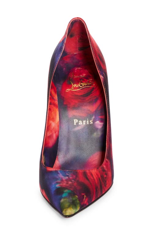 Shop Christian Louboutin Kate Rose Print Silk Satin Crepe Pump In Red Multi/lin Multi