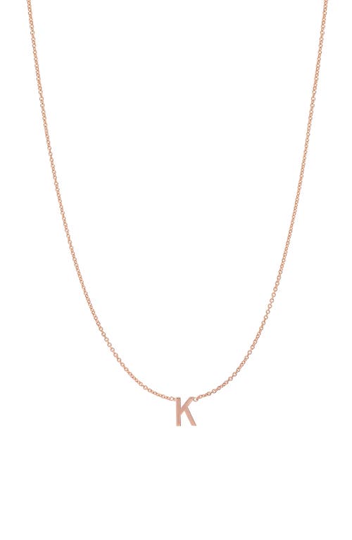 Initial Pendant Necklace in 14K Rose Gold-K
