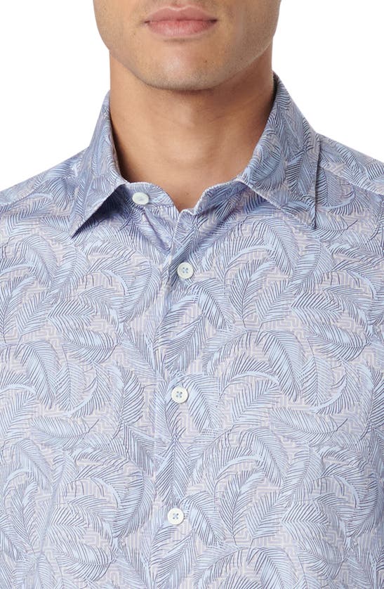 Shop Bugatchi Milo Ooohcotton® Print Short Sleeve Button-up Shirt In Air Blue