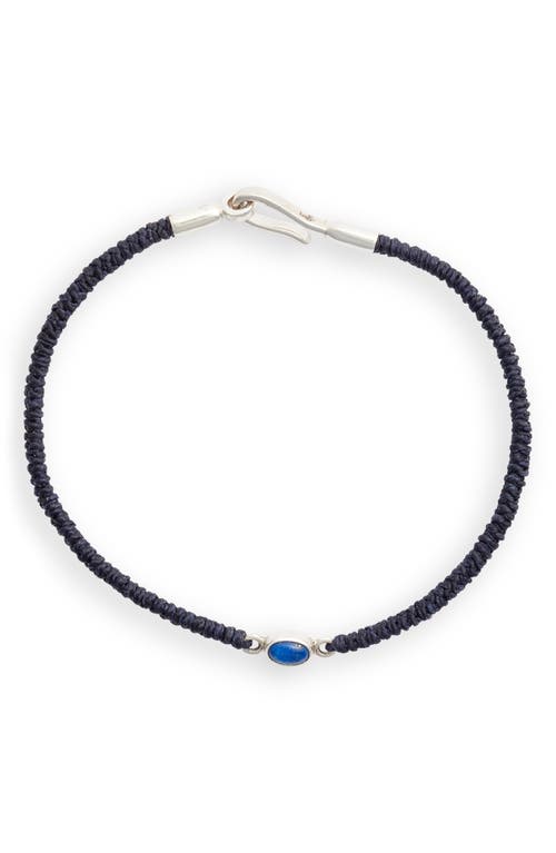 Caputo & Co. Cabochon Round Braid Bracelet in Lapis Lazuli