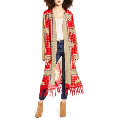 Band Of Gypsies Erica Longline Cardigan, Red