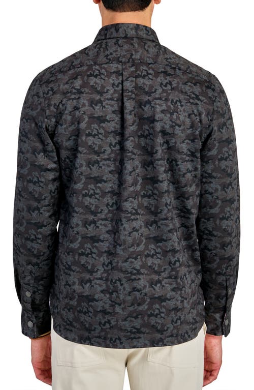 Brooklyn Brigade Camo Print Cotton Stretch Shirt Jacket In Charcoal
