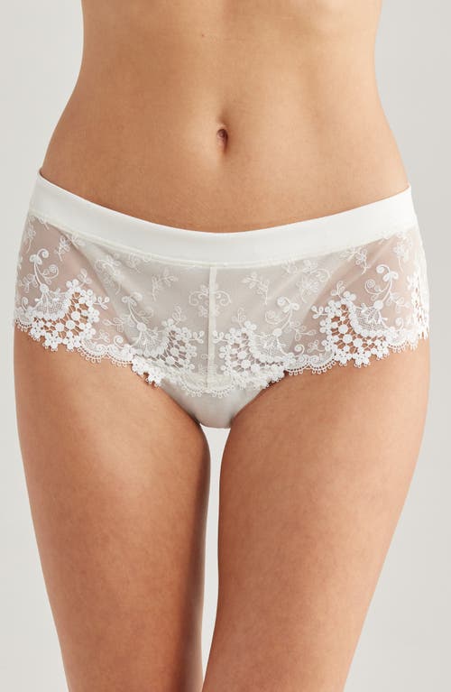 Simone Perele Wish Embroidered Boyshorts in Ivory 