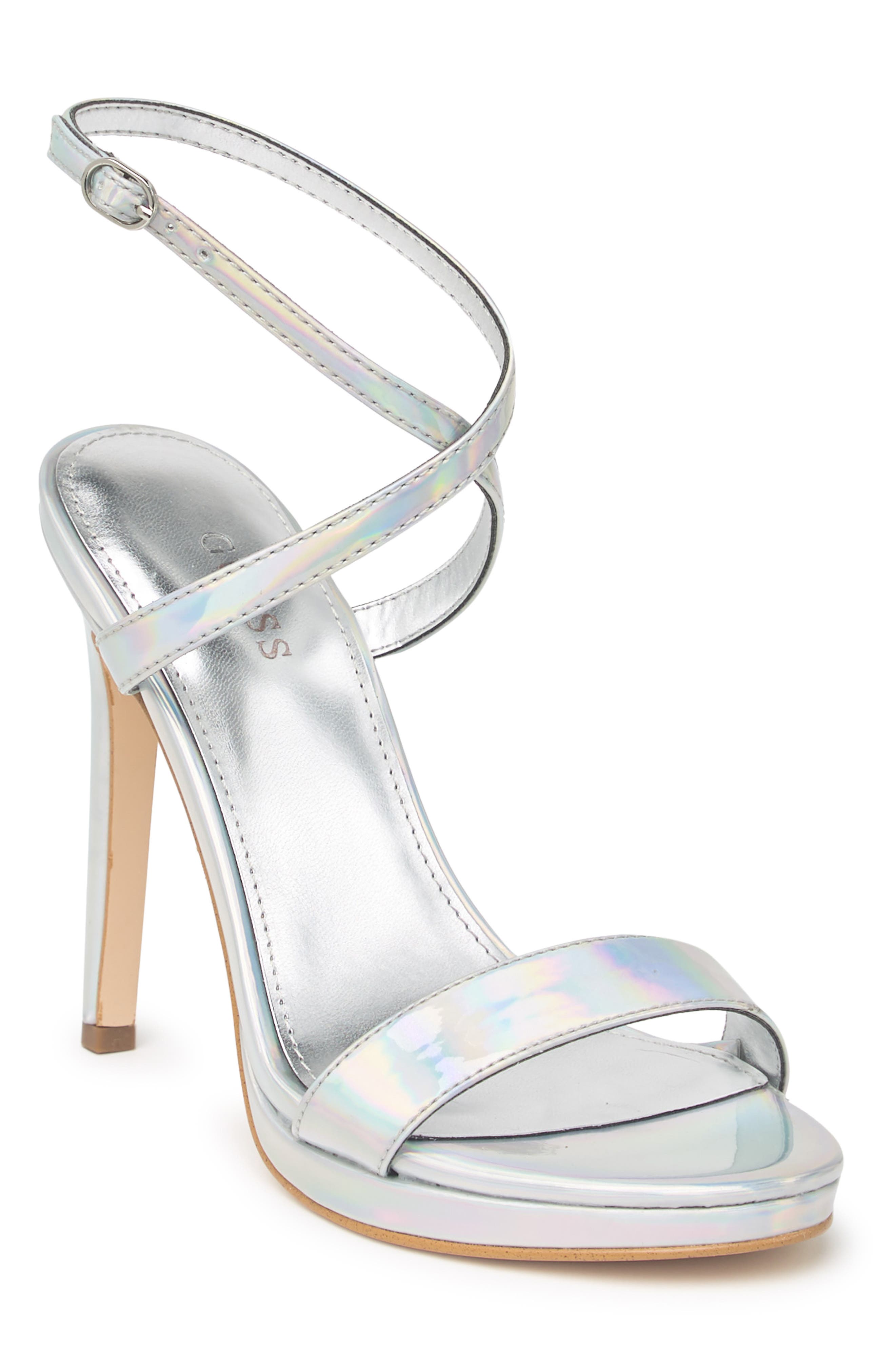 silver formal sandals