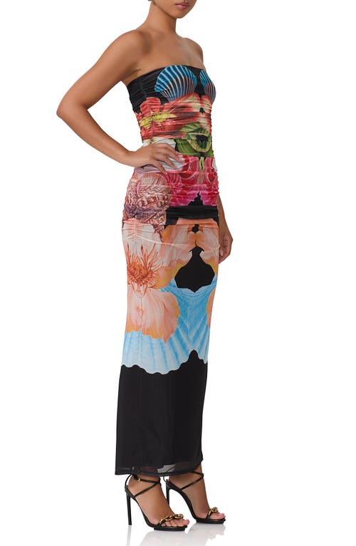 Shop Afrm Marlo Strapless Mesh Maxi Dress In Hibiscus Shell