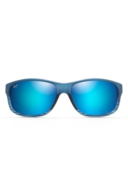 UPC 603429067373 product image for Maui Jim Kaiwi Channel 62mm Rectangular Polarized Sunglasses in Blue Black Strip | upcitemdb.com