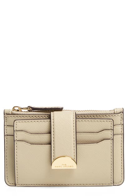 The Marc Jacobs Leather Card Case In Khaki