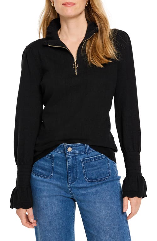 NIC+ZOE Easy Charm Quarter Zip Sweater in Black Onyx 