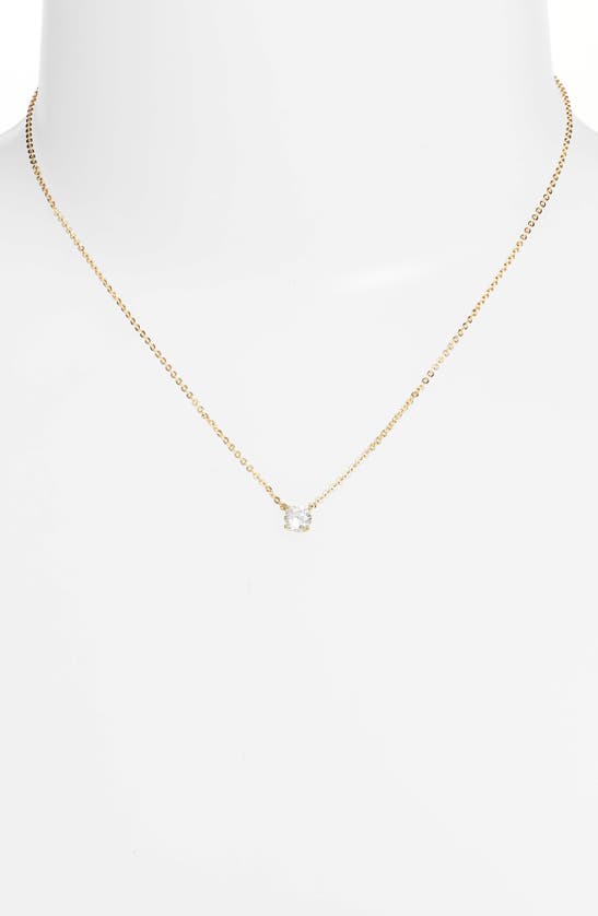 Nordstrom Cubic Zirconia Pendant Necklace In Clear- Gold