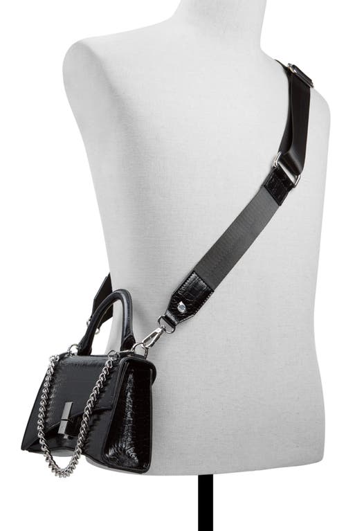 Aldo Croc Embossed Faux Leather Top Handle Bag In Black